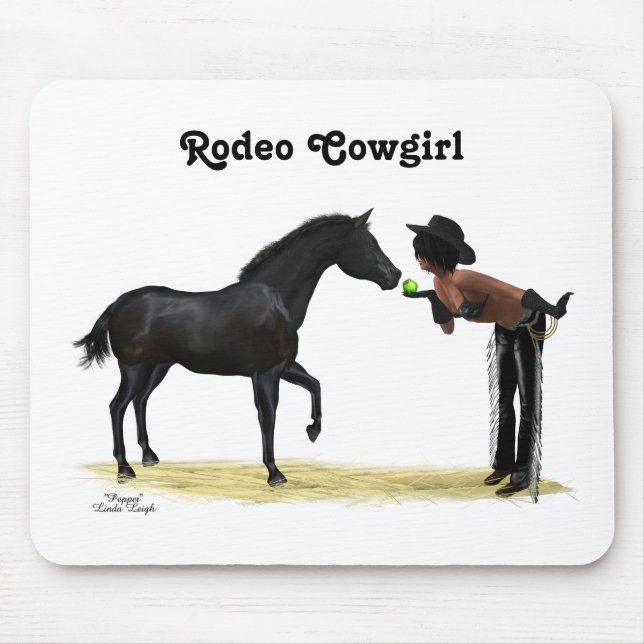 Mousepad Cowgirl Pup Com Pão De Rato De Cavalo (Frente)