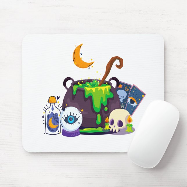 Mousepad Cozinhar De Witch Cauldron Sob O Luar (Com mouse)