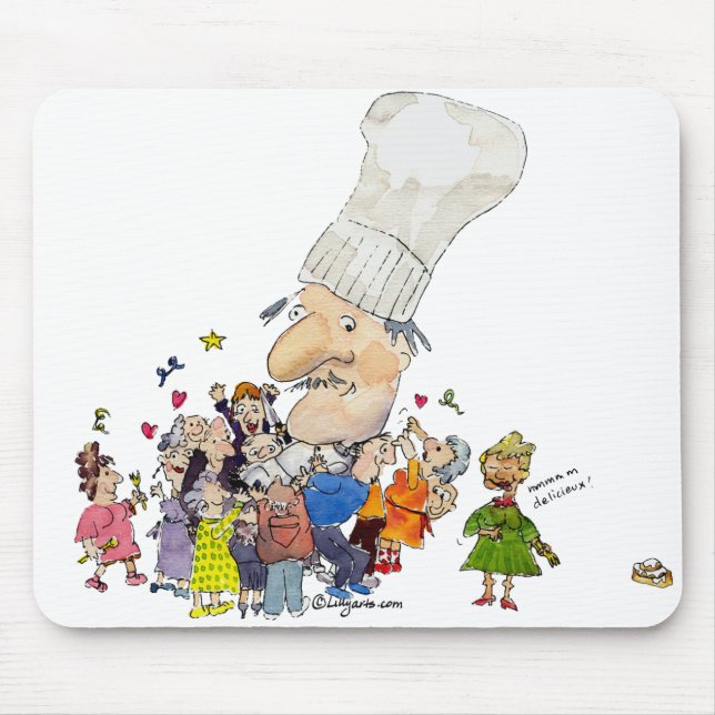 Mousepad Cozinheiro chefe engraçado do francês dos desenhos (Frente)