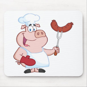 Mousepad Cozinheiro chefe feliz do porco com forquilha da