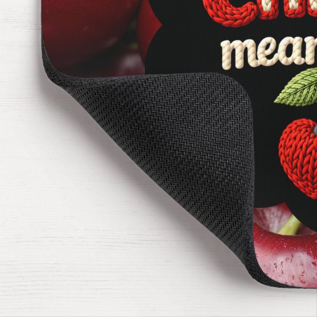 Mousepad Cozy knitted-style typography and adorable cherry  (Canto)