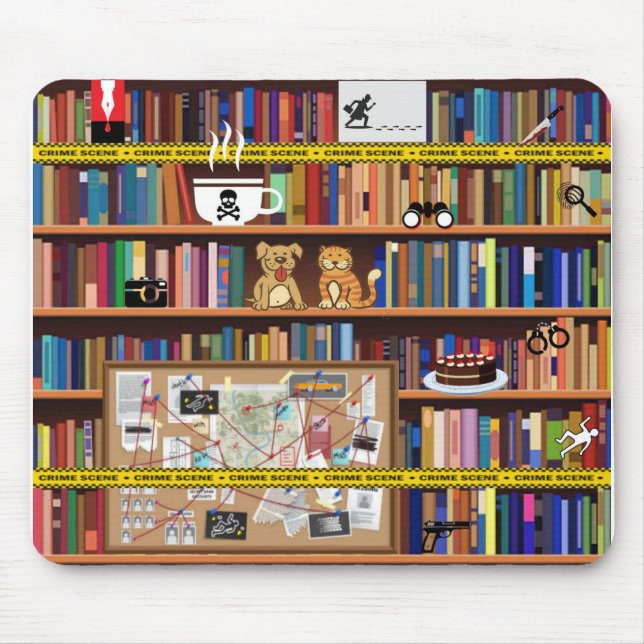 Mousepad Cozy Mysteries Bookshelf (Frente)