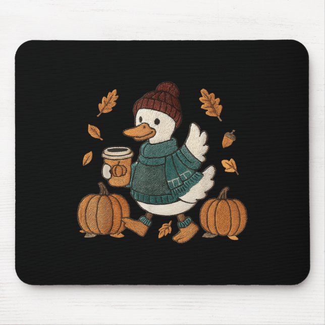 Mousepad Cozy Season Duck Cute Fall Duck Pumpkin Sce Autumn (Frente)
