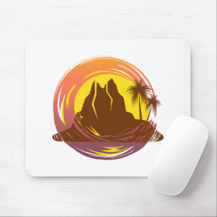Mousepad Crachá com paisagem vulcânica tropical e palmeiras