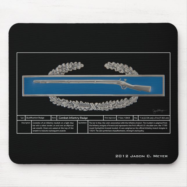 Mousepad Crachá de infantaria de combate técnico (Frente)