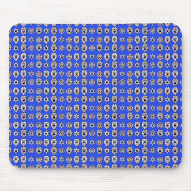 Mousepad Crachás minúsculos da Polícia da Linha Azul fina (Frente)