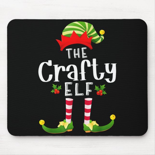 Mousepad Crafty Christmas Elf Matching Pajama X-mas Party  (Frente)