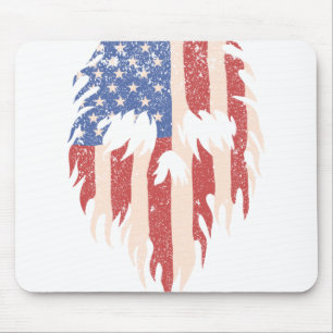 Mousepad Cráneo de Bandera de EE. UU. con Barba Diseño Pa