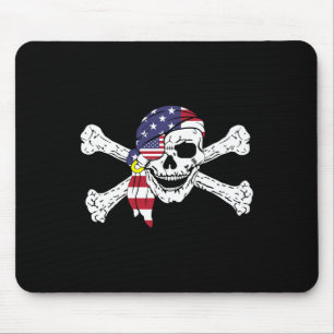 Mousepad Cráneo Patriótico Bandeira Dos EUA E Ossos Cruzado