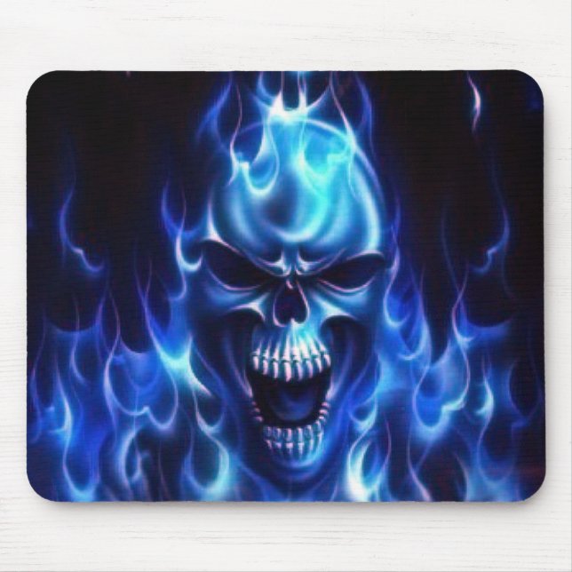 Mousepad Crânio azul flamejante (Frente)