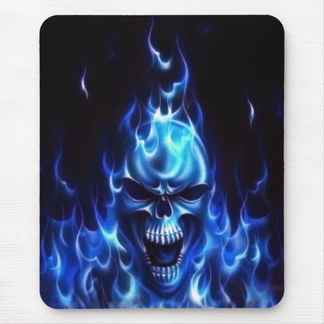 Mousepad Crânio azul flamejante (Frente)