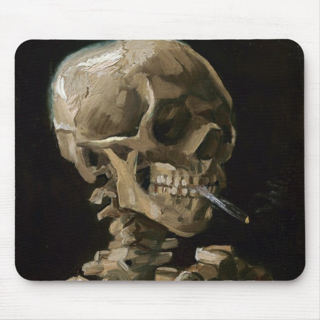 Mousepad Crânio com cigarro queimado Vincent van Gogh Art (Frente)