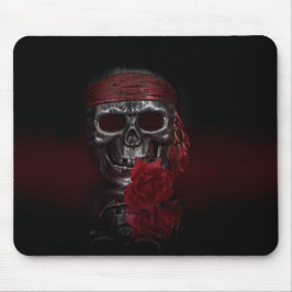 Mousepad Crânio com Rosa vermelha