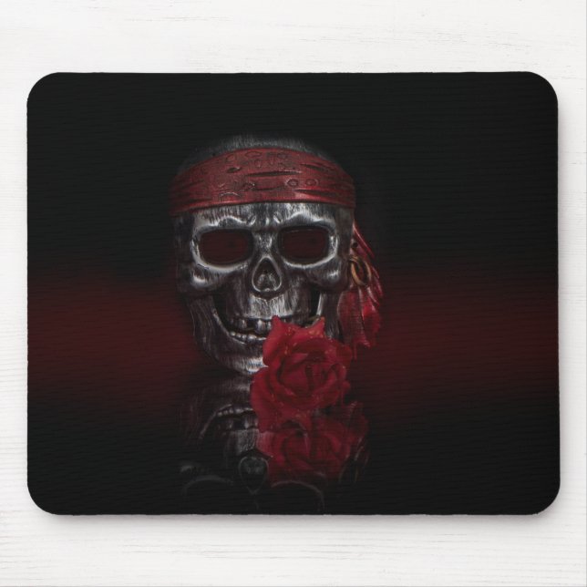 Mousepad Crânio com Rosa vermelha (Frente)