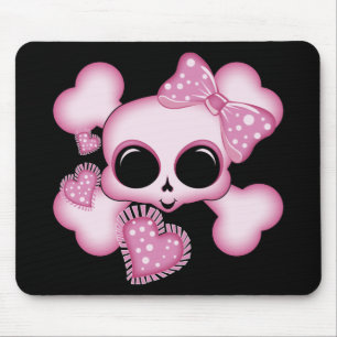Mousepad Crânio cor-de-rosa bonito