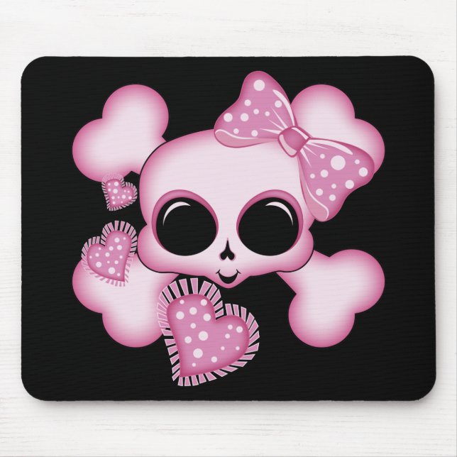 Mousepad Crânio cor-de-rosa bonito (Frente)