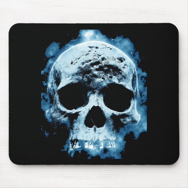 Mousepad Crânio da morte do Dia das Bruxas da chama azul (Frente)