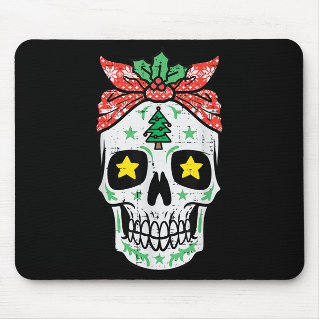 Mousepad Crânio de Açúcar Bandana Xmas Mexicano Mulheres G (Frente)