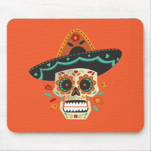 Mousepad Crânio de açúcar com o chapéu de Muertos Mousepa