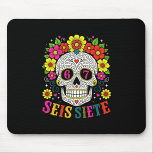 Mousepad Crânio de Açúcar Engraçado Seis Sete 67 Meme Dia d