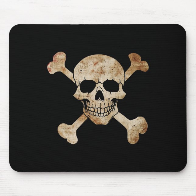 Mousepad Crânio De Bandeira Pirata E Esqueleto Crossbones (Frente)