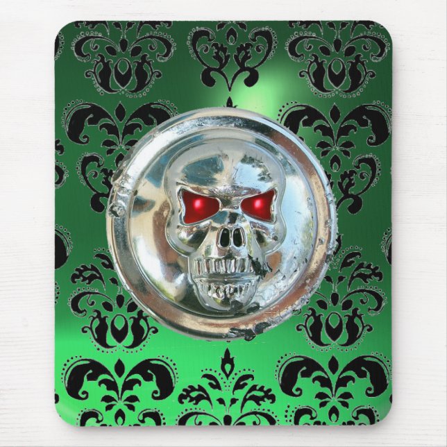 Mousepad CRÂNIO DE CHROME, Damasco, Jade Verde (Frente)
