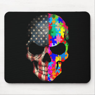 Mousepad Crânio de Conscientização do Autismo Peças de Puzz