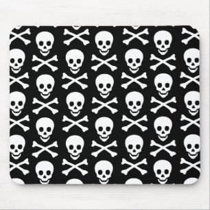 Mousepad Crânio de Emo & teste padrão dos ossos