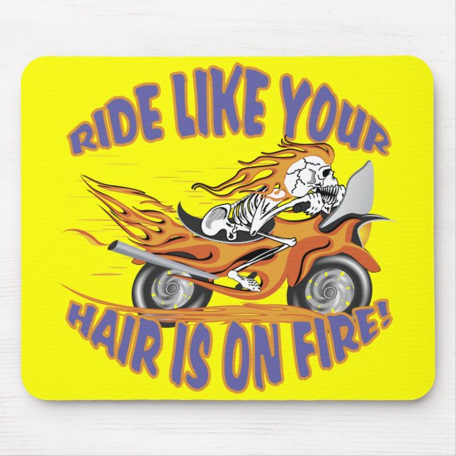 Mousepad Crânio de Motocicleta Flaming (Frente)