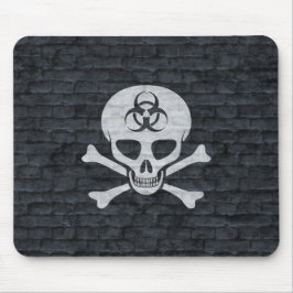 Mousepad Crânio de risco biológico com tijolo de Cinza