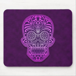Mousepad Crânio decorativo do açúcar - roxo