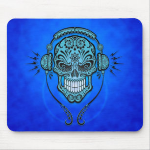 Mousepad Crânio do açúcar do DJ (azul)
