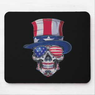 Mousepad Crânio do Açúcar Óculos solares Bandeira EUA Dia 4