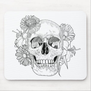 Mousepad Crânio e flores inspirados