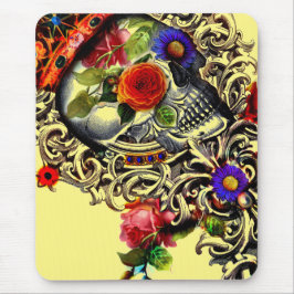 Mousepad Crânio Floral Crowado