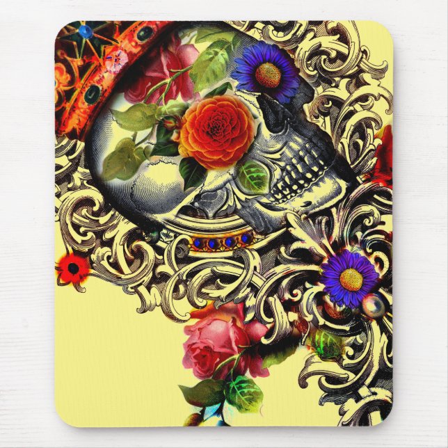 Mousepad Crânio Floral Crowado (Frente)