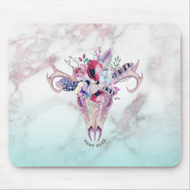 Mousepad Crânio floral de Boho e sabre