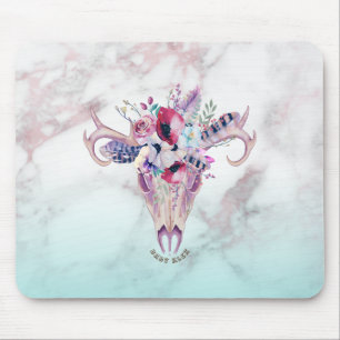Mousepad Crânio floral de Boho e sabre