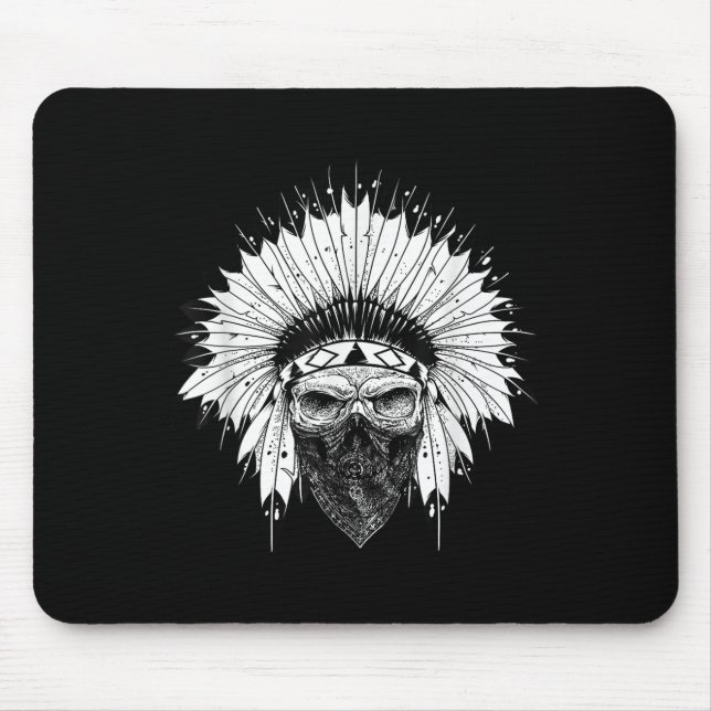 Mousepad Crânio Indiano, Tatuagem Nativa Americana, Zany Br (Frente)