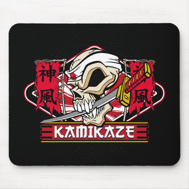 Mousepad Crânio Kamikaze com espada japonesa (Frente)