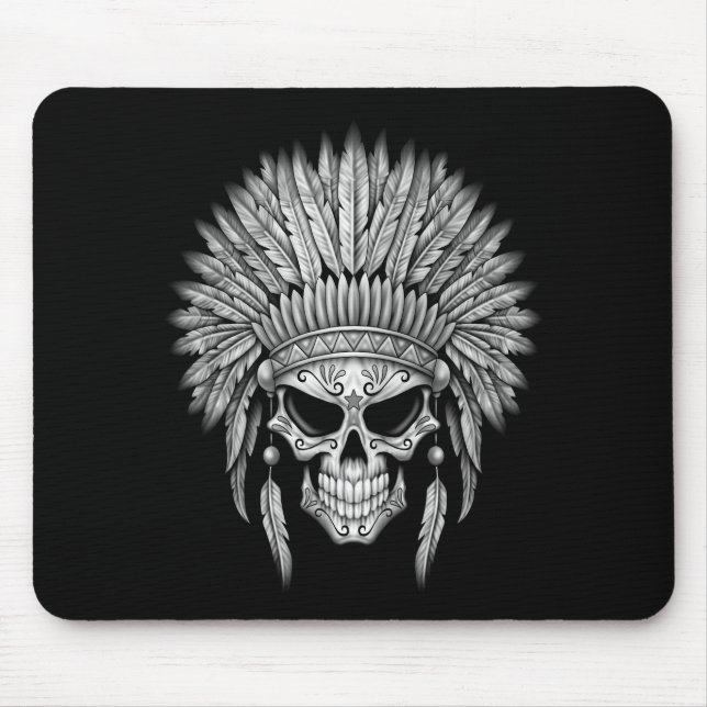 Mousepad Crânio nativo escuro do açúcar com mantilha (Frente)