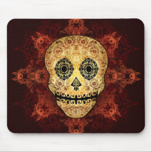 Mousepad Crânio ornamentado do açúcar da chama