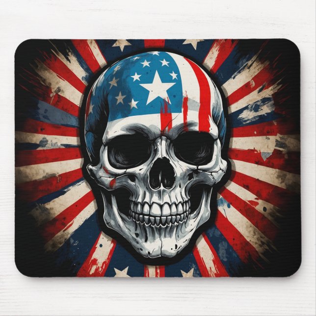 Mousepad "Crânio Patriótico: Estrelas e Stripes Rebellion" (Frente)