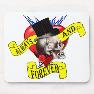 Mousepad Crânio romeno e Dias de os namorados adoram tatuag