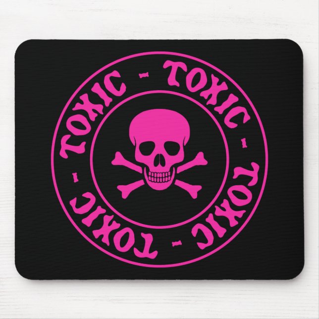 Mousepad Crânio rosa tóxico e ossos cruzados (Frente)