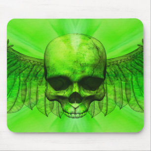 Mousepad Crânio voado explosão do verde limão