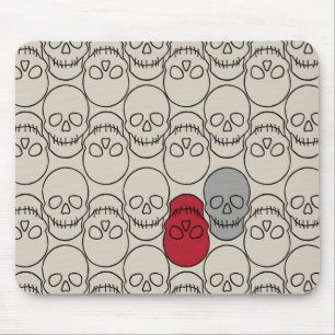 Mousepad Crânios - Branco Osso e Preto Morto