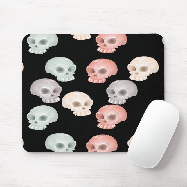 Mousepad crânios coloridos em preto (Com mouse)