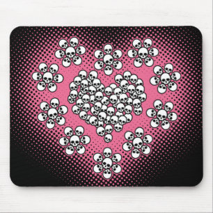 Mousepad Crânios Coração e Flor