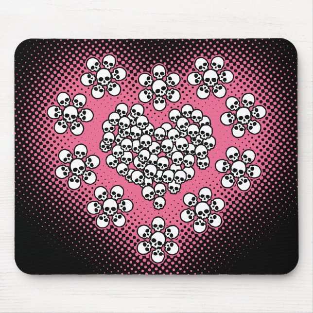 Mousepad Crânios Coração e Flor (Frente)